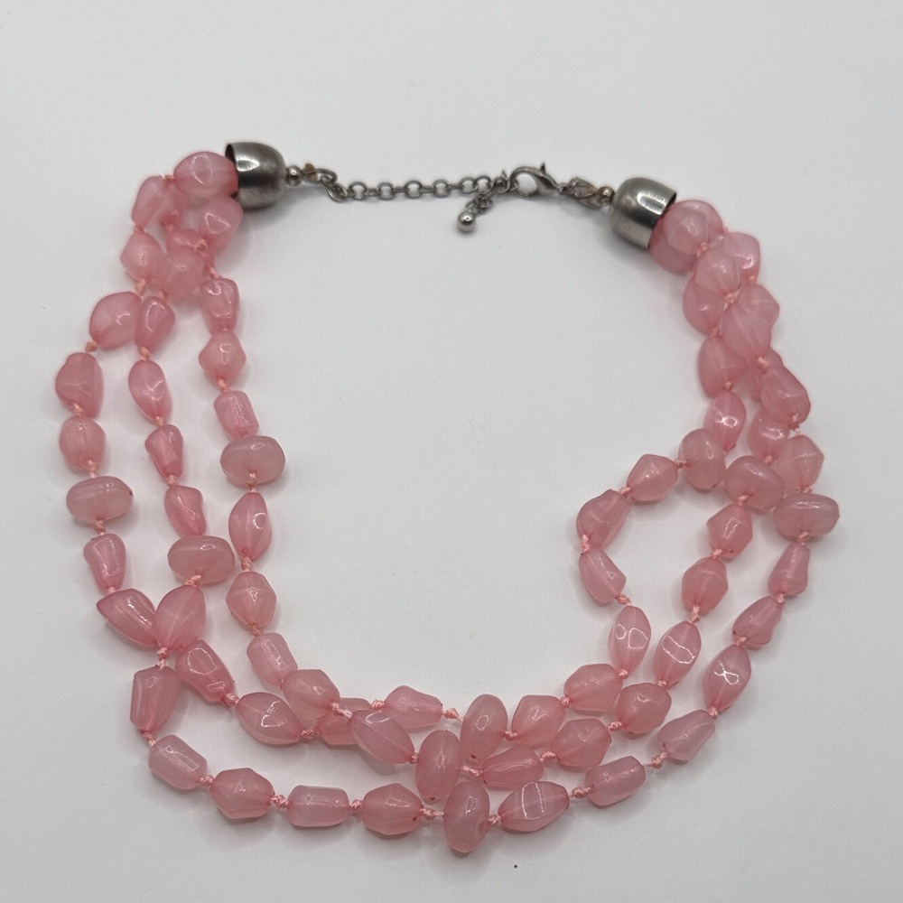 Charming Charlie Blush Pink 3 Strand Layered Necklace - Picture 4 of 5